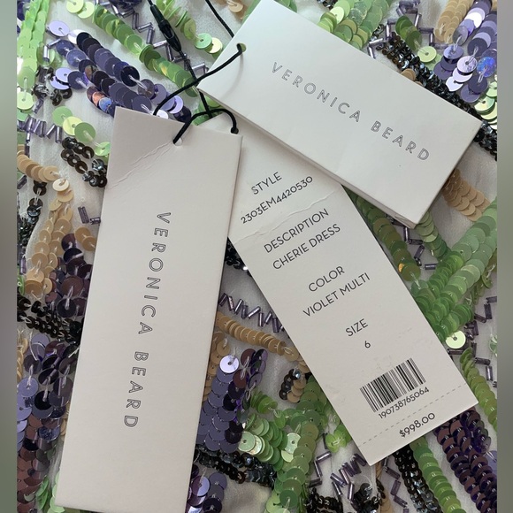 Veronica Beard Cherie Dress Violet Multi Sequin Halter Midi Dress Size 2 NWT - Picture 6 of 10